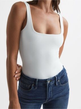 Good American • NWT White Square-Neck Women's  bodysuit